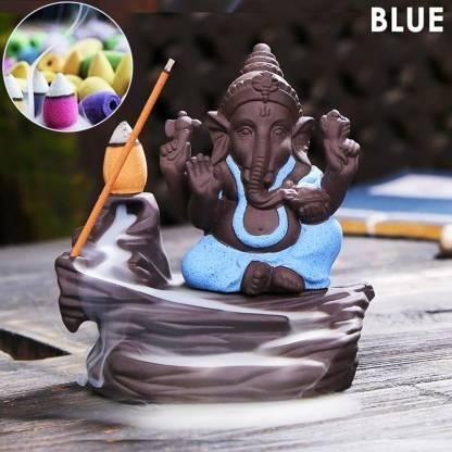 Handcrafted Meditation Monk Ganesha Smoke Backflow Cone Incense holder - Cartzy 