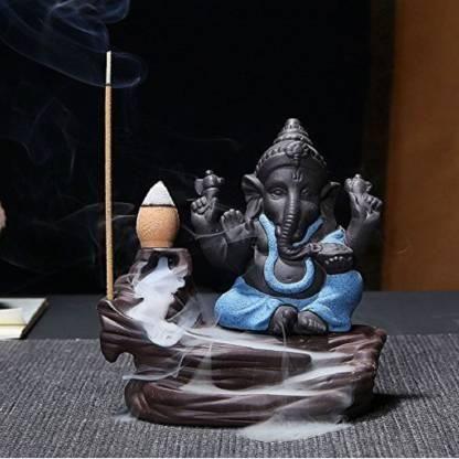 Handcrafted Meditation Monk Ganesha Smoke Backflow Cone Incense holder - Cartzy 